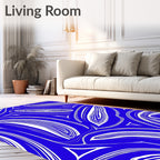 Electric Blue Swirls Triangles Rug