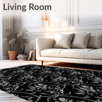 Monochromatic Botanical Vine Illustration Rug