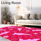 Whimsical Pink Blobs Floral Scatter Rug