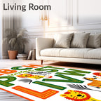 Jungle Alphabet Lion Zebra Collage Rug