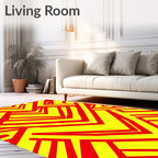 Geometric Red Broken Lines Rug