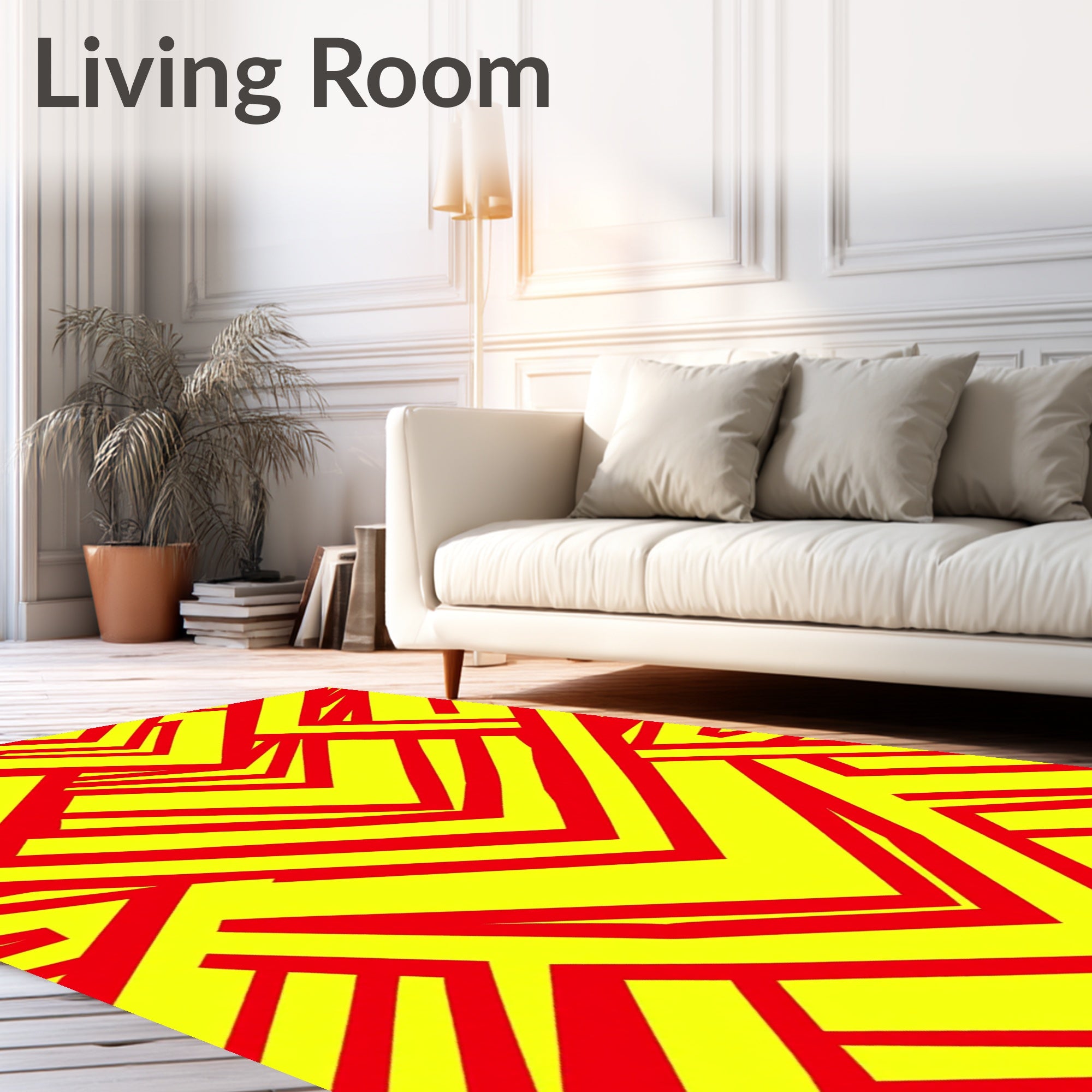 Geometric Red Broken Lines Rug