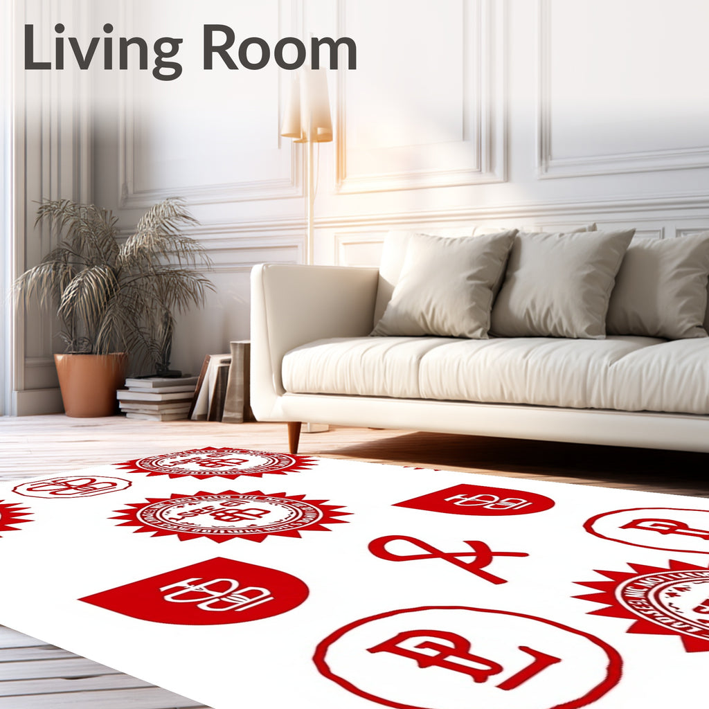 Red Circular Emblem and Symbol Rug