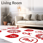 Red Circular Emblem and Symbol Rug