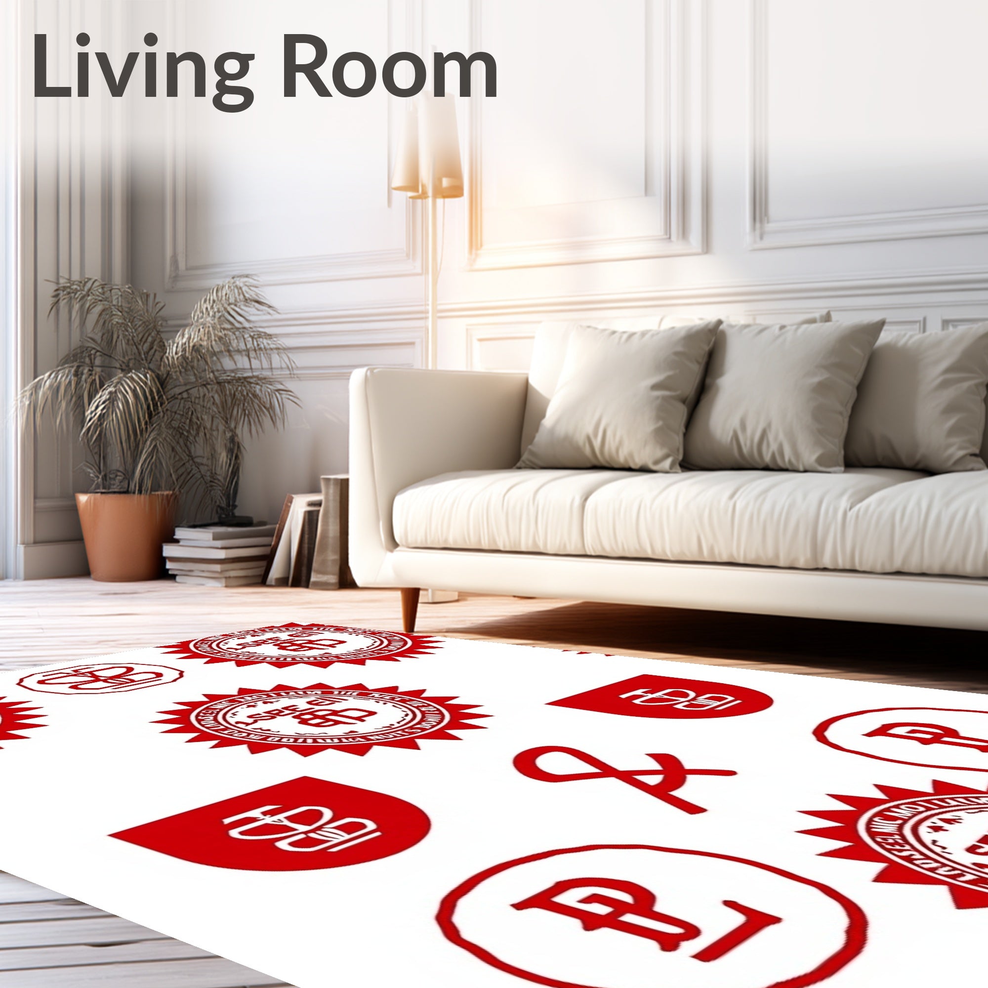Red Circular Emblem and Symbol Rug