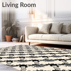 Diagonal Black White Abstract Forms Rug
