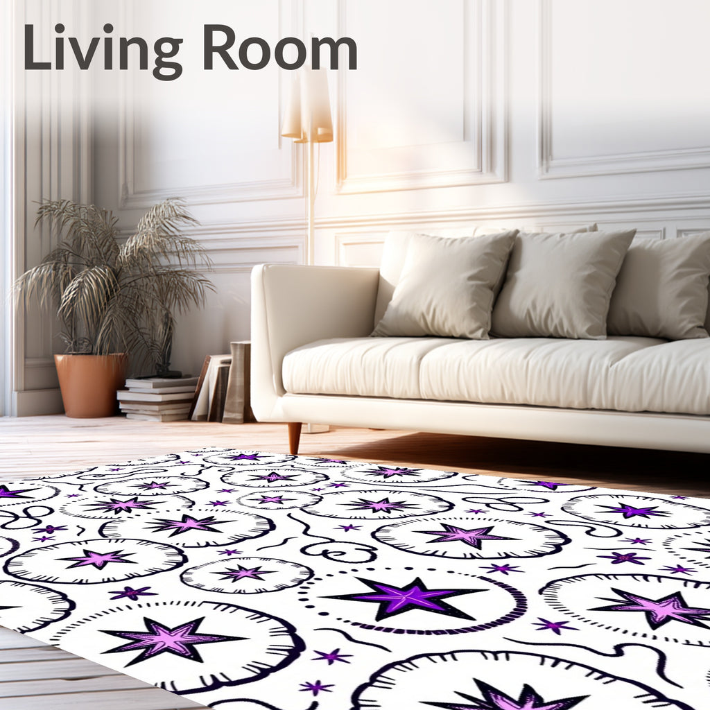 Purple Starburst Floral Circles Rug