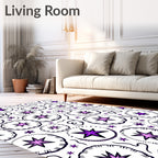 Purple Starburst Floral Circles Rug