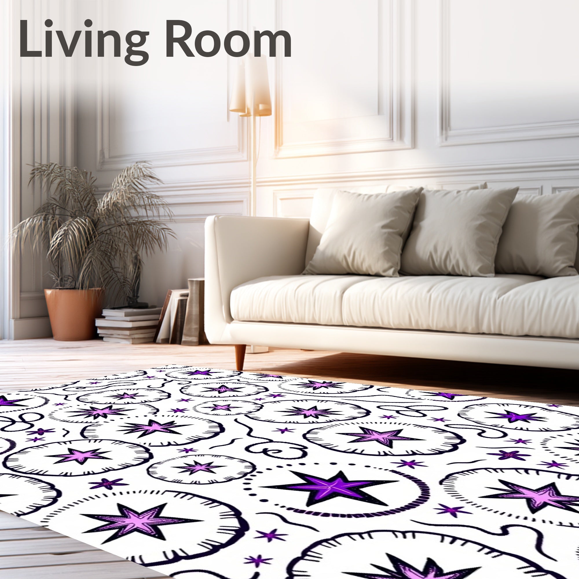 Purple Starburst Floral Circles Rug