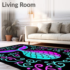 Aqua Pink Mermaid Scales Swirls Rug