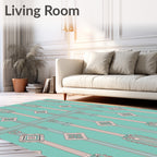 Art Deco Column Mint Pink Diamond Rug