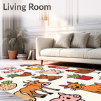 Whimsical Farm Animals and Red Barn Rug