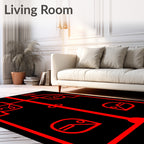 Red Abstract Geometric Figures Rug