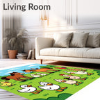 Farm Animals With Happy Chickens And Ducks Rug