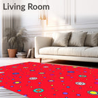 Bright Red Scattered Circles Medallion Rug
