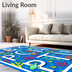 Nautical Alphabet Ocean Coral Fish Rug