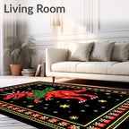 Whimsical Red Dinosaur Garland Border Rug