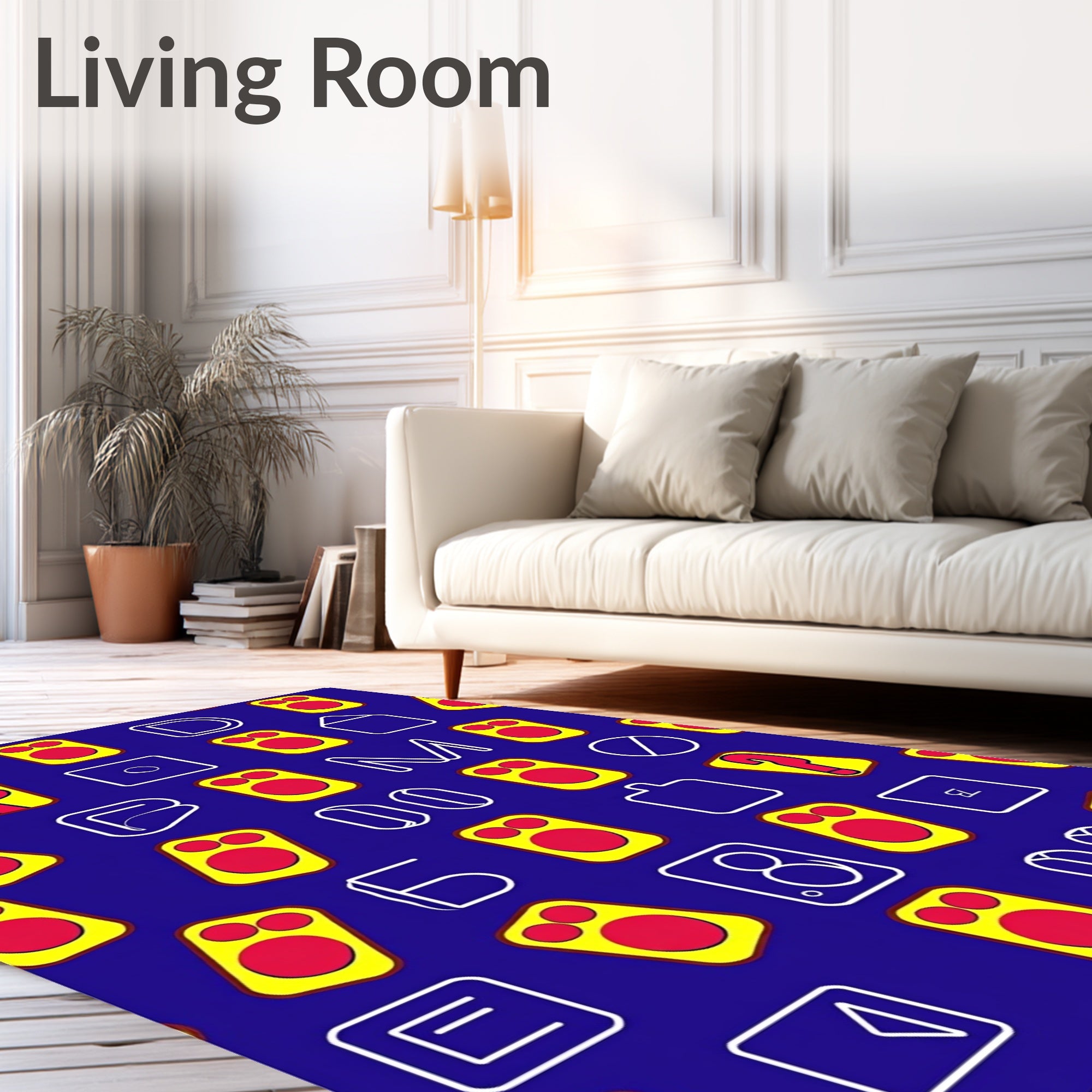 Bold Yellow Red Alphabet Icons Rug
