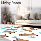 Whimsical Brown Raccoon Turquoise Sprout Rug