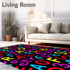 Brightly Colored Alphabet Swirls Rug