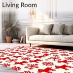 Red Puppy Snowflake Repeat Rug