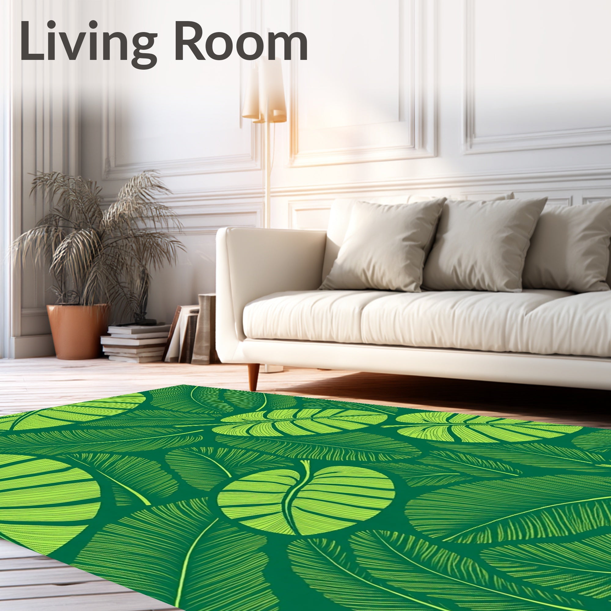 Verdant Tropical Leaf Medley Rug