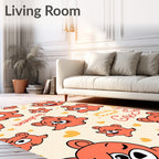 Orange Bear Hearts Repeating Rug