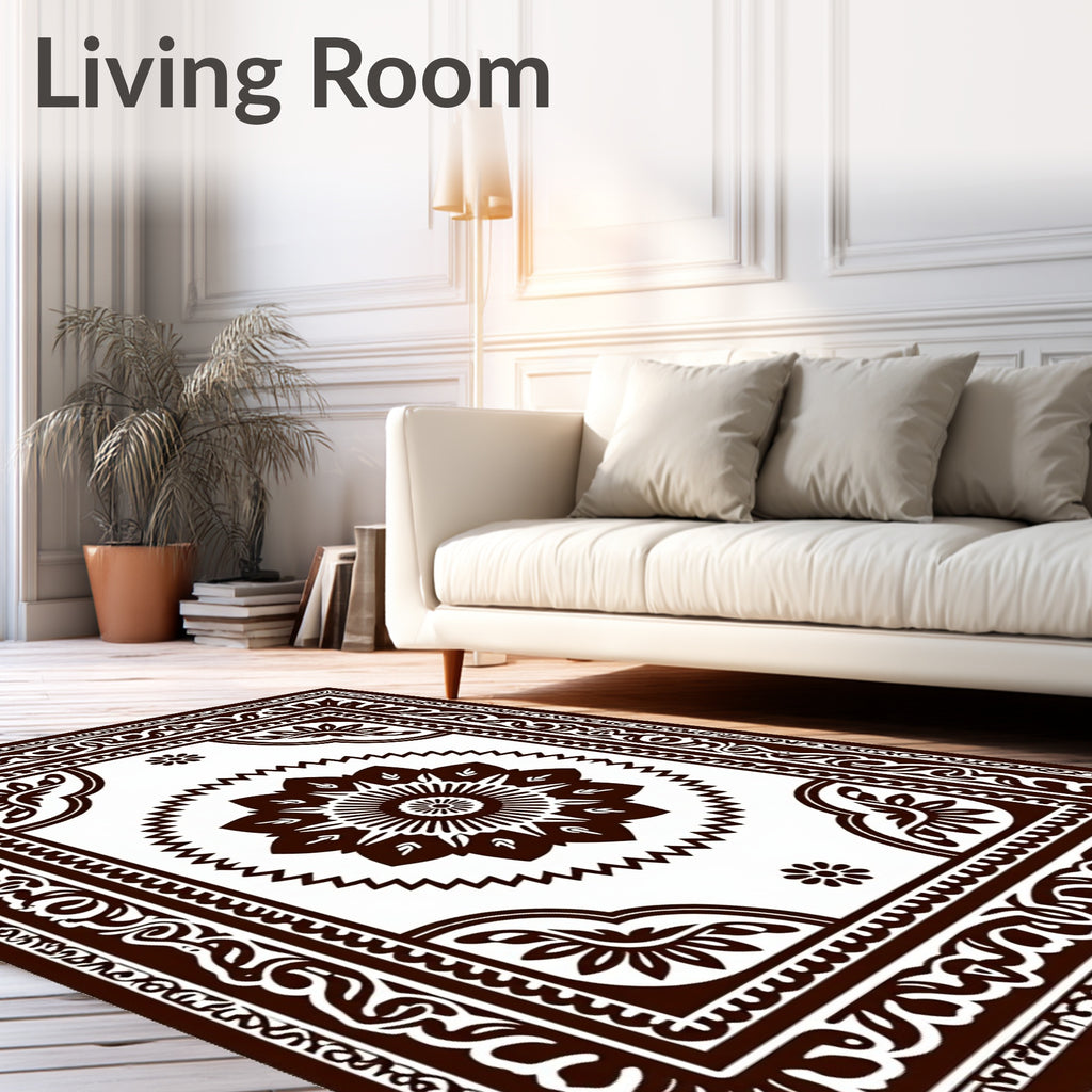 Brown Central Medallion Bordered Rug