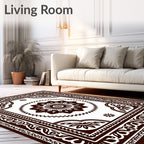 Brown Central Medallion Bordered Rug
