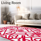 Crimson Lattice Geometric Art Rug