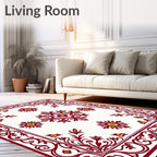 Crimson Yellow Floral Border Medallion Rug