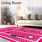 Hot Pink Tennis Court Racket Balls Rug
