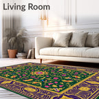 Emerald Jewel Tone Floral Medallion Rug