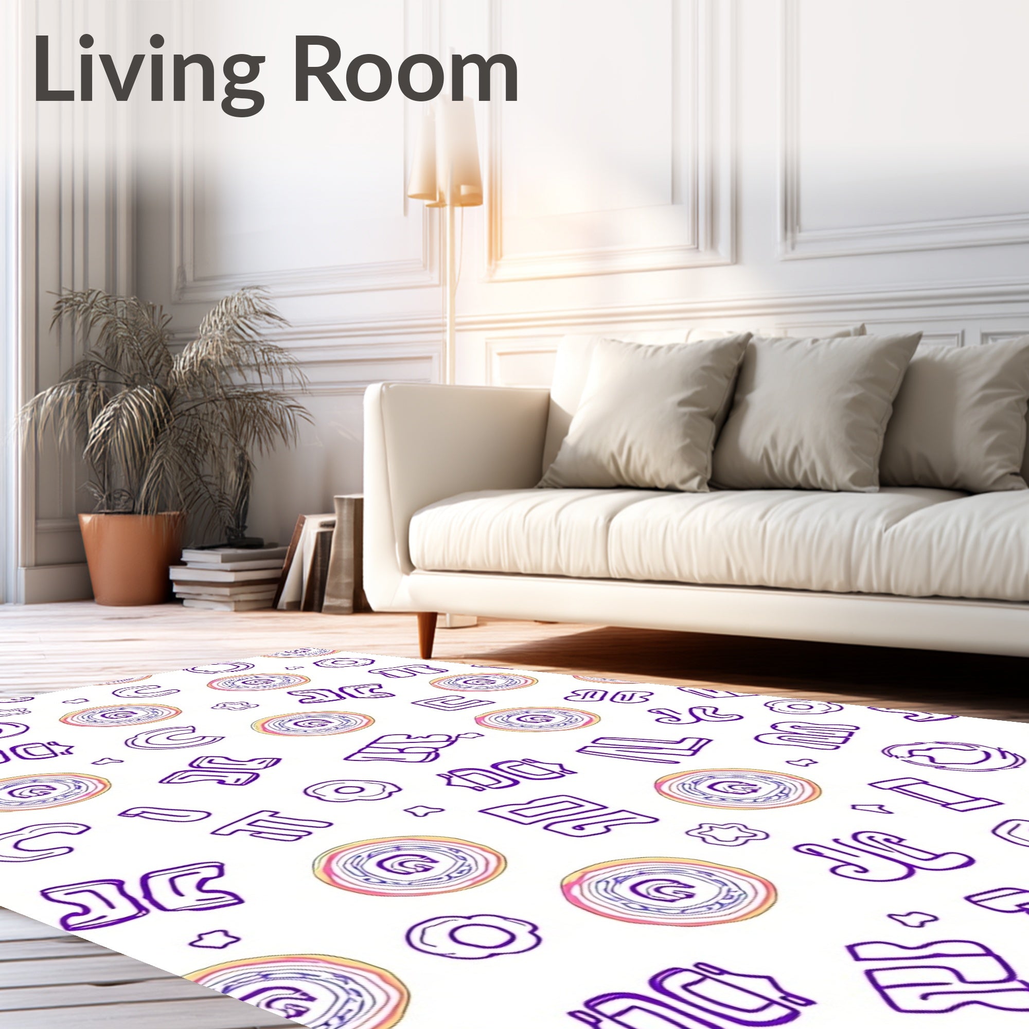 Whimsical Purple Alphabet Donut Delight Rug