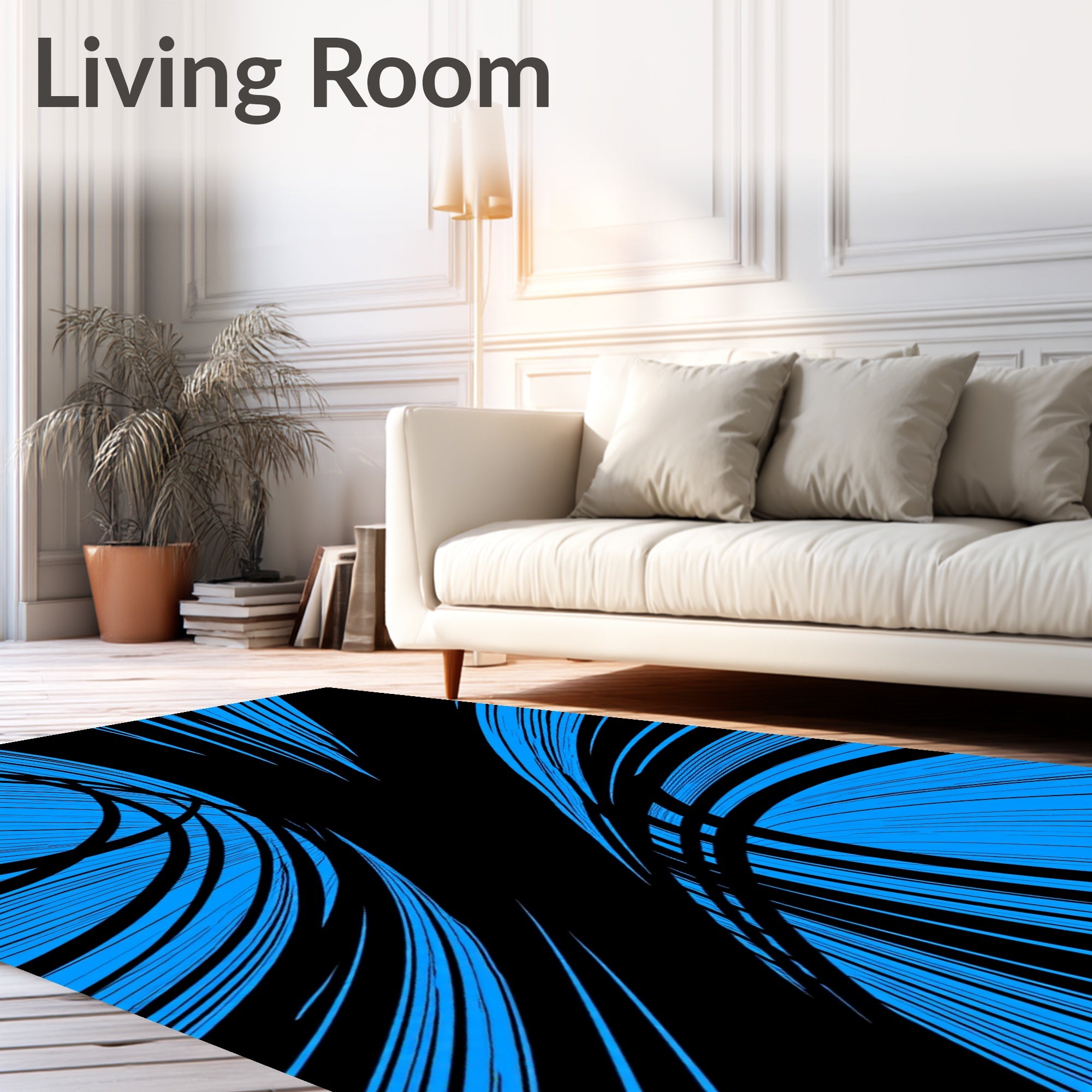 Dynamic Electric Blue Streaks Rug