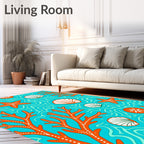 Orange Coral Starfish Sea Life Rug