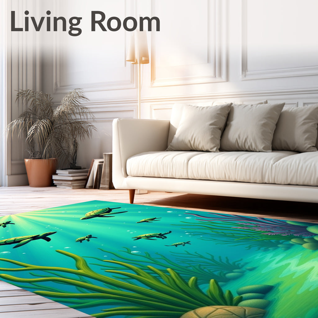 Oceanic Turtles Gentle Sunlight Rays Rug