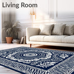 Midnight Blue Ornamental Medallion Rug