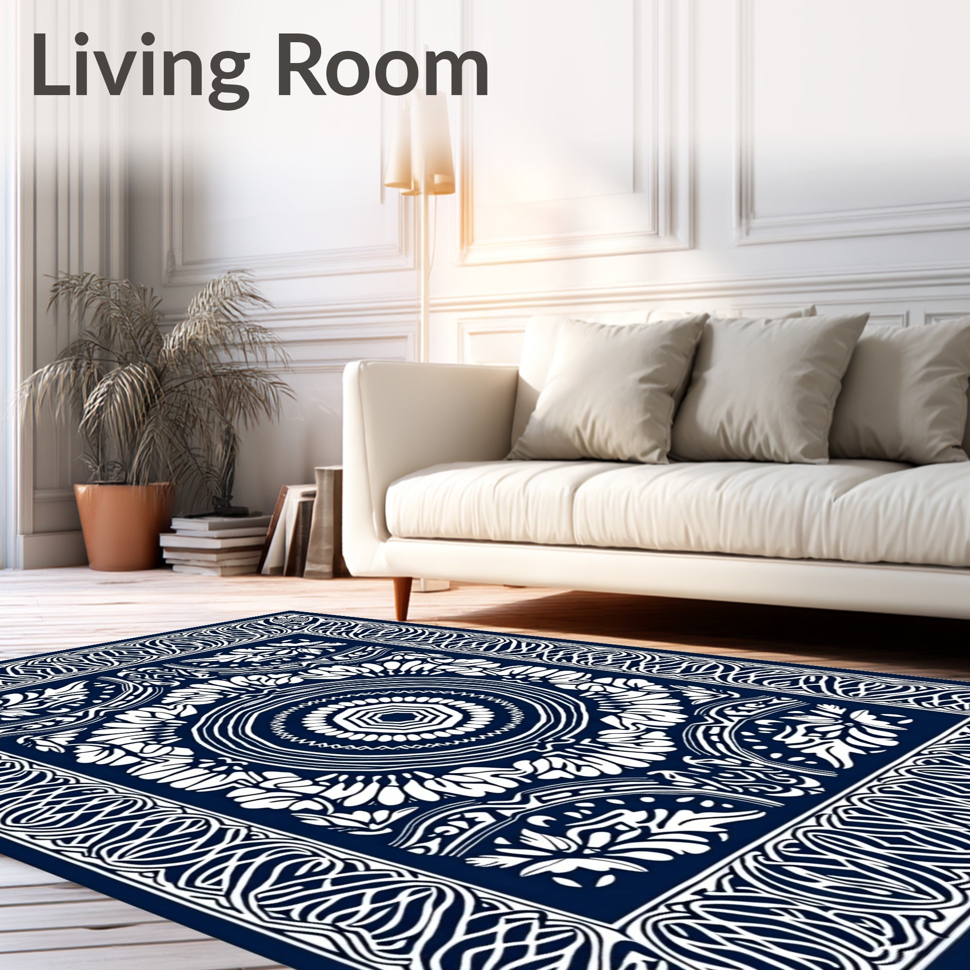 Midnight Blue Ornamental Medallion Rug