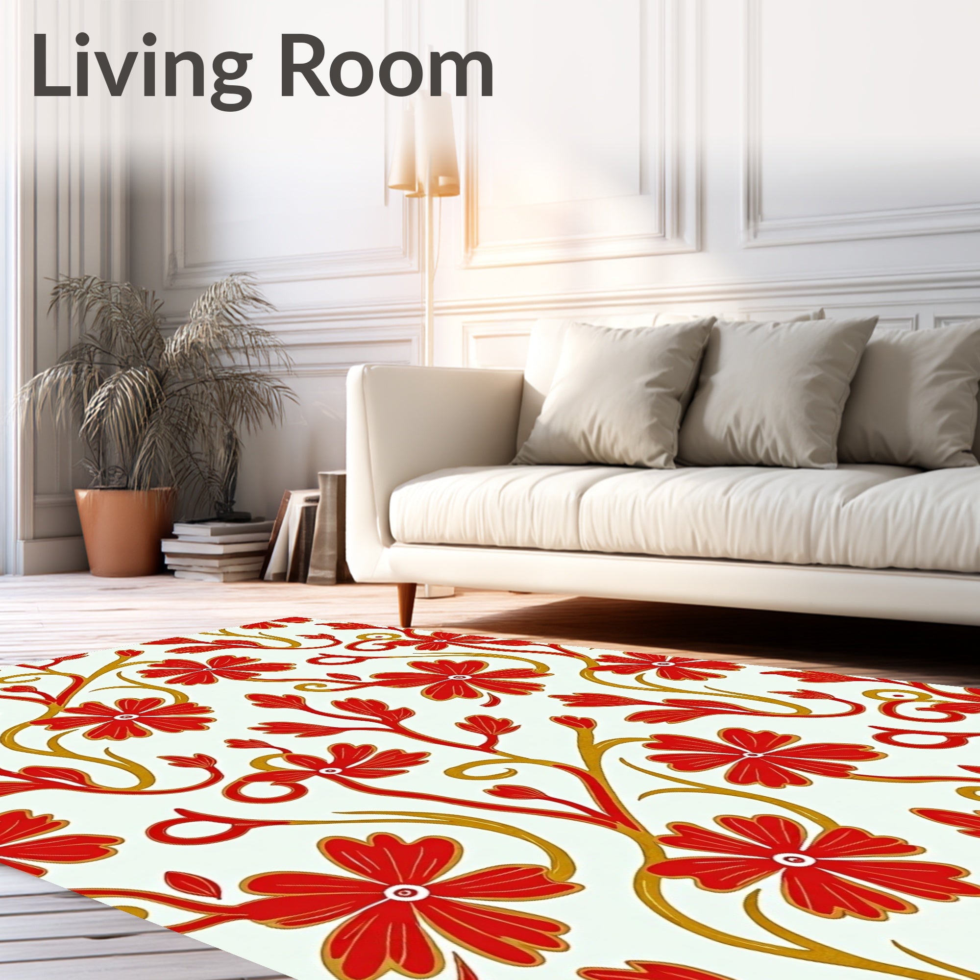Classic Red Floral Vine Rug