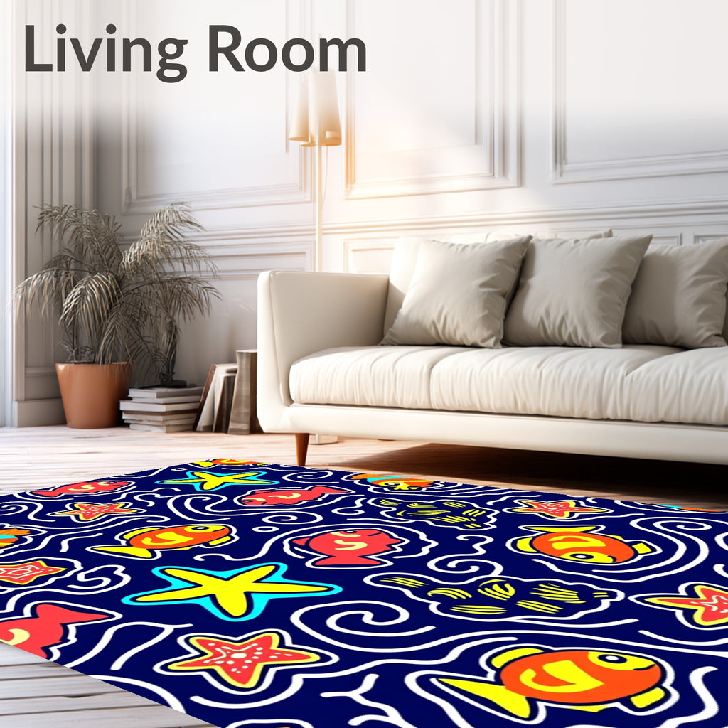 Ocean Friends Fish Starfish Whimsical Rug