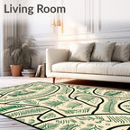 Vintage Train Green Nature Landscape Rug