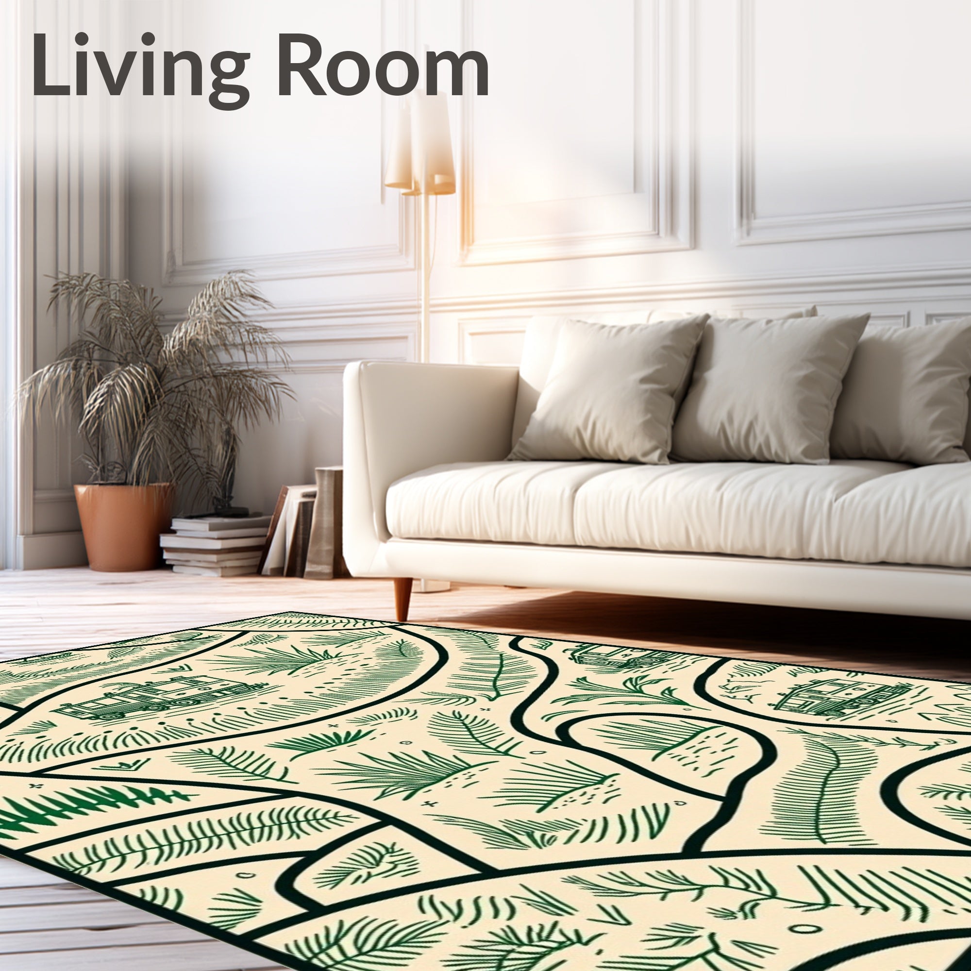 Vintage Train Green Nature Landscape Rug