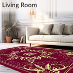 Golden Laurel Crest Bordure Burgundy Rug
