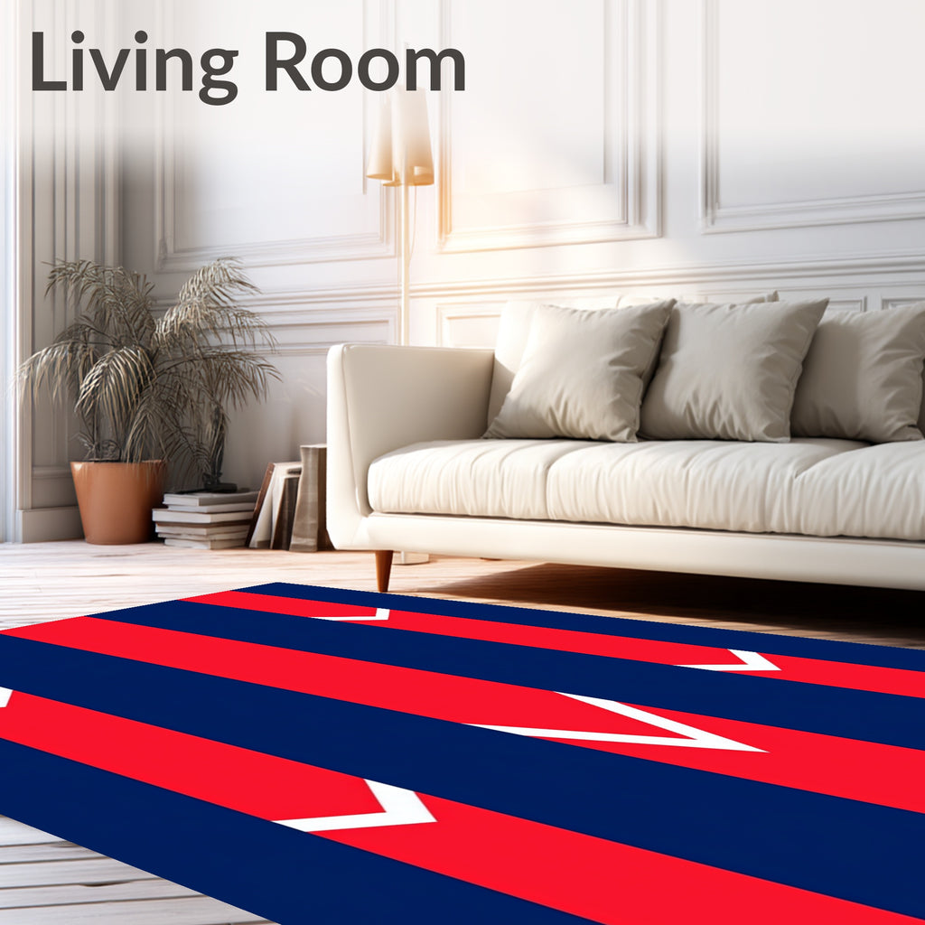 Bold Red White Chevron Stripes Rug