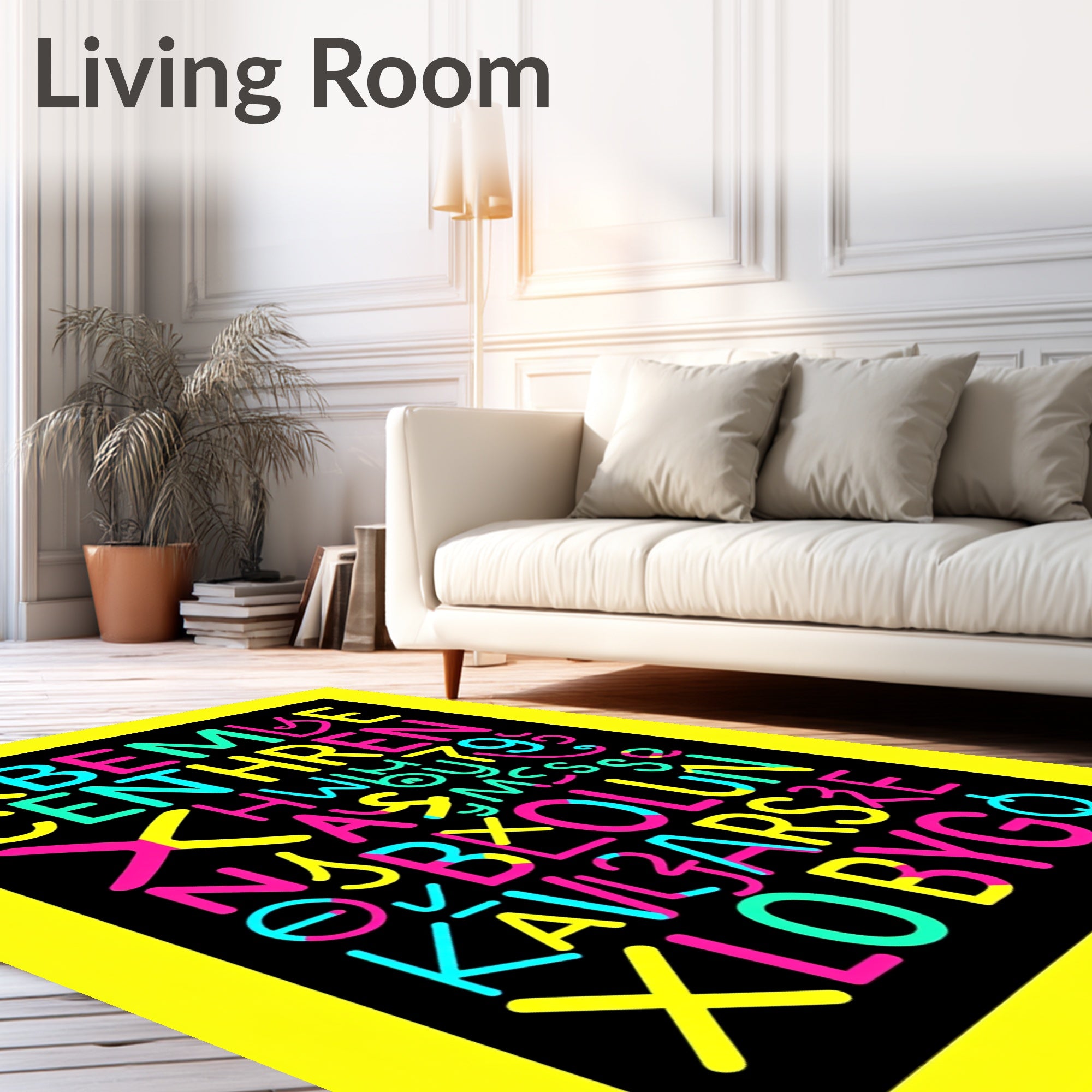Vibrant Typographic Alphabet Explosion Rug