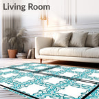 Teal Decorative Lattice Art Rug