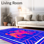 Bright Pink Tiger Cub Geometric Background Rug