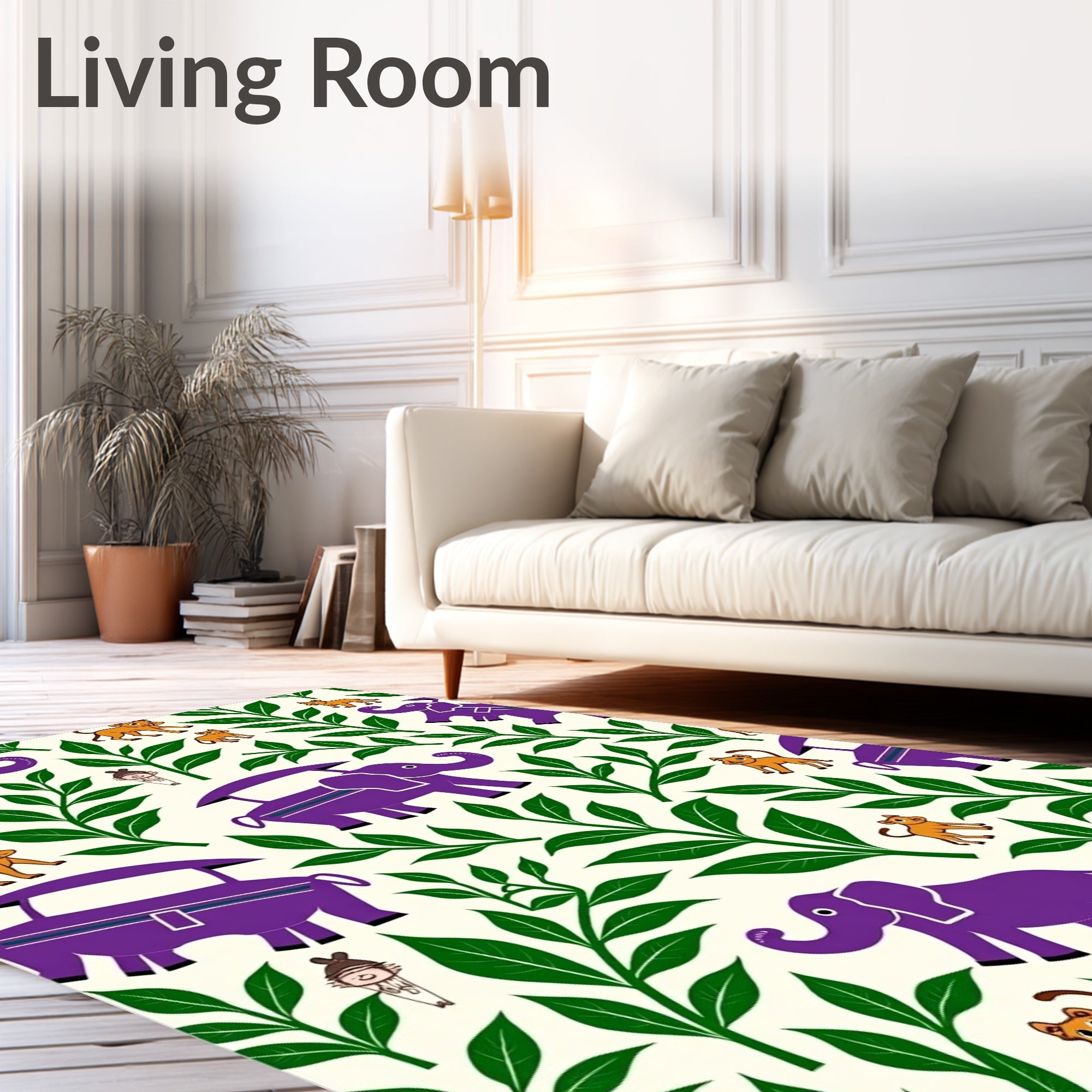 Purple Elephant Jungle Critters Rug