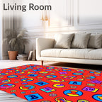 Bright Red Playful Alphabet Collage Rug